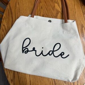 Cream Canvas Bride Tote Bag